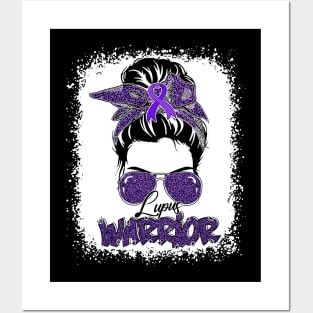 Purple Lupus Awareness Leopard Messy Bun Lupus Warrior Posters and Art